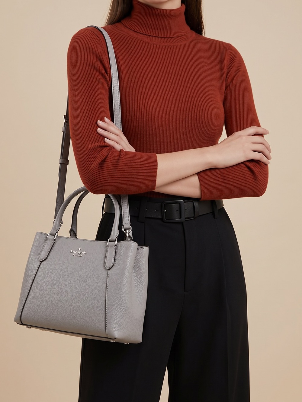 kate spade Light Gray Pebbled Leather Satchel wallet included in price